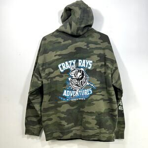 Camo Hooded Sweatshirt Mens L Whittier Alaska Salmon Independent Trading Co.